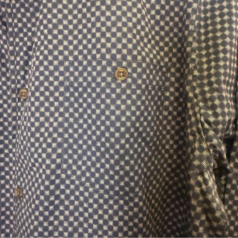 Ted Baker London Men’s Cotton Elastane Navy Geometric Button Down Shirt sz XL